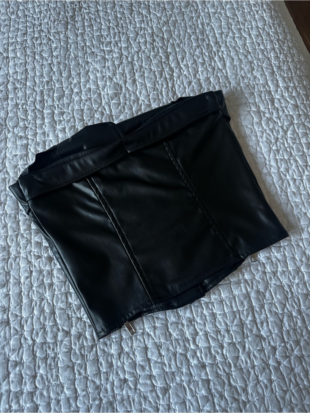 Black Faux Leather Corset Crop Top - Unbranded - Picture 2 of 3